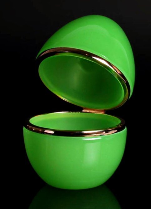 Wonderful Murano Opaline Glass Box Egg Shaped,perfect Condition -photo-1