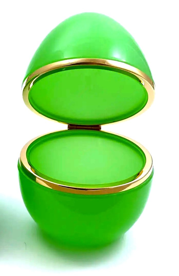 Wonderful Murano Opaline Glass Box Egg Shaped,perfect Condition -photo-2