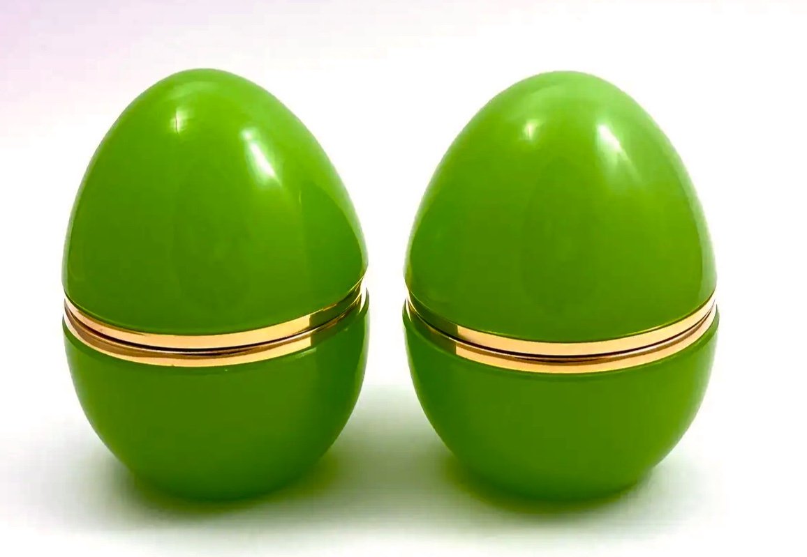 Wonderful Murano Opaline Glass Box Egg Shaped,perfect Condition 