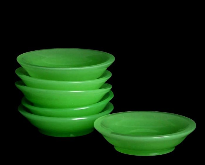 Ensemble De Petits Plats En Verre Opaline De Murano De Couleur Vert 6-photo-2