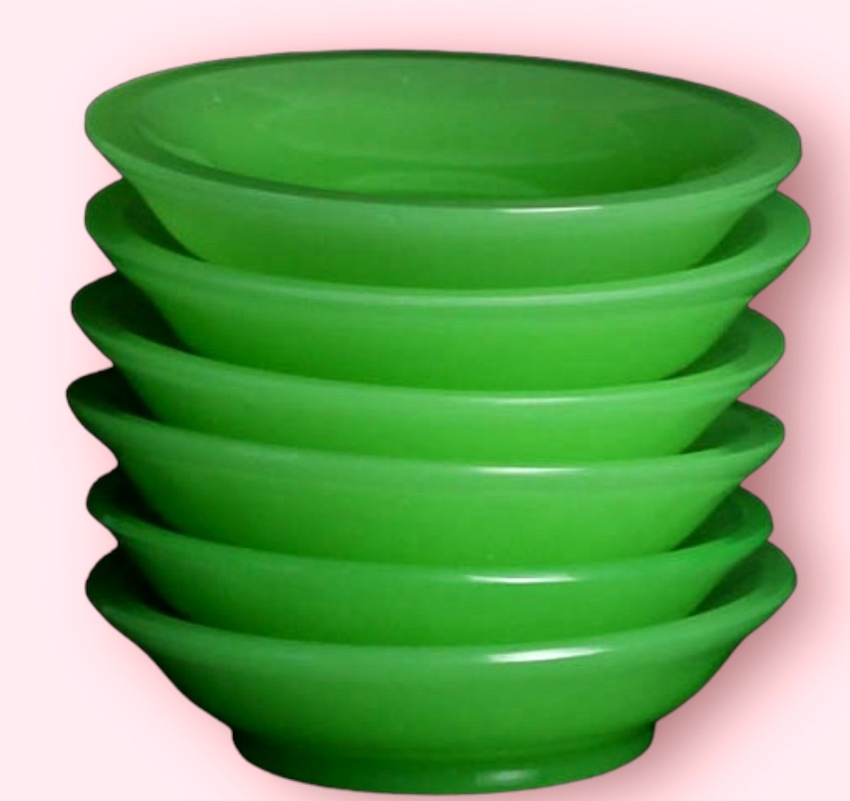 Ensemble De Petits Plats En Verre Opaline De Murano De Couleur Vert 6-photo-4