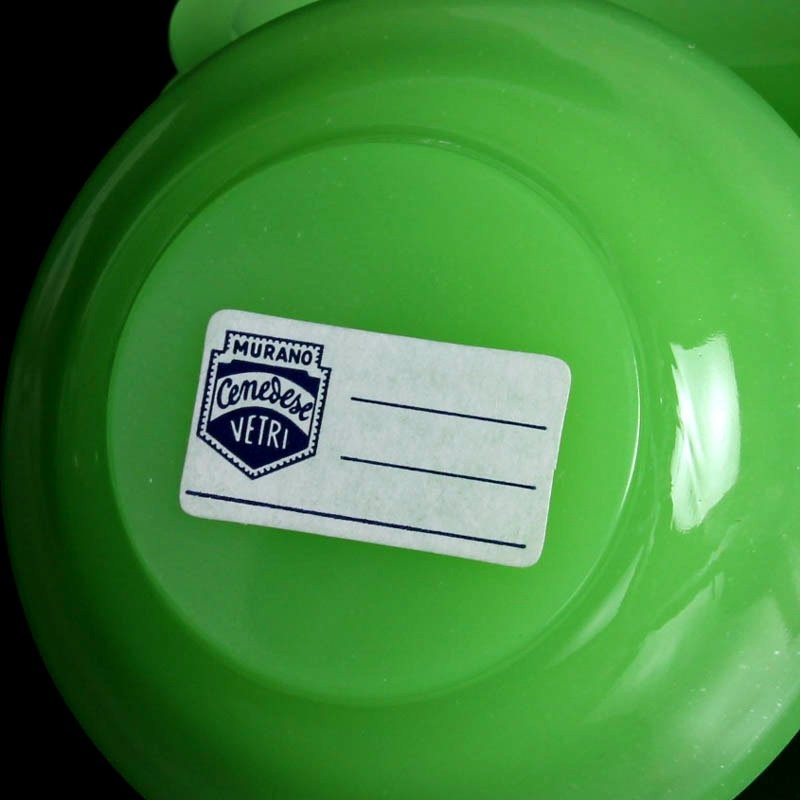 Ensemble De Petits Plats En Verre Opaline De Murano De Couleur Vert 6-photo-3