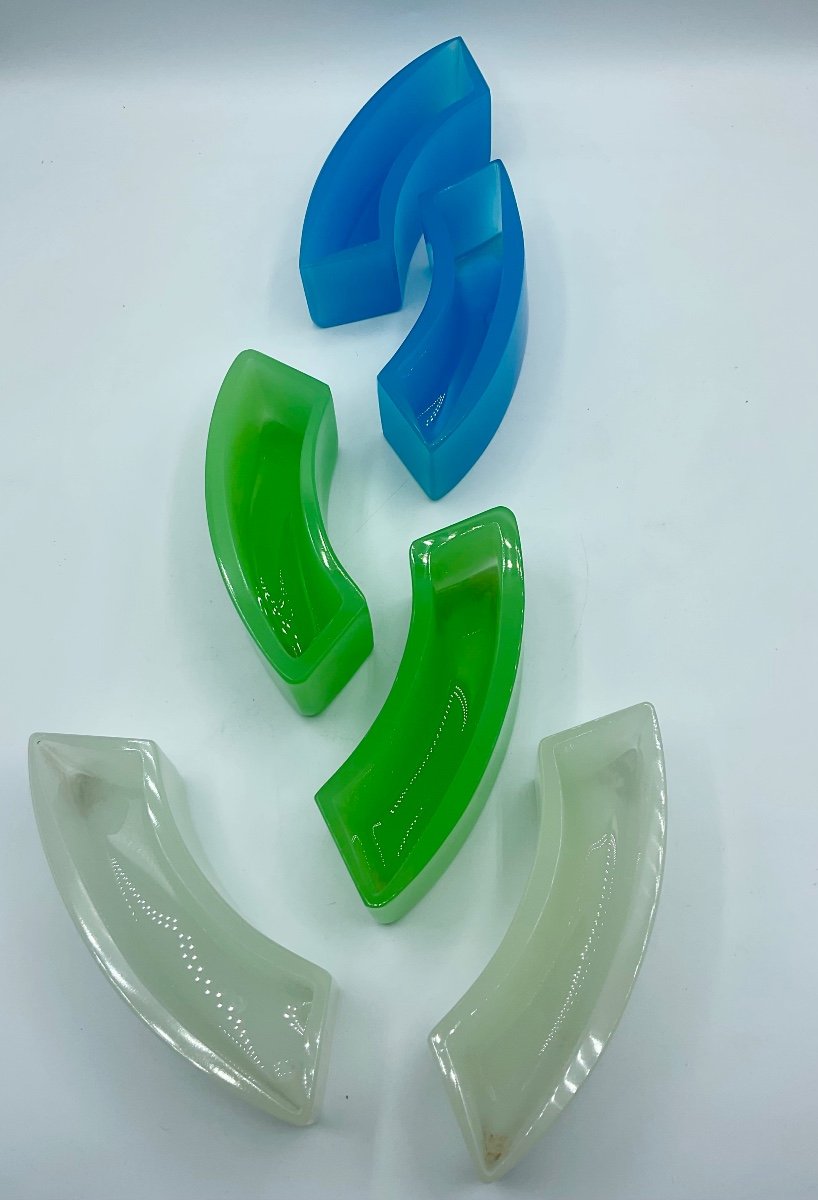 Très Rare Décoration De Table En Verre De Murano Opaline Vert, Prix Pour 2-photo-4