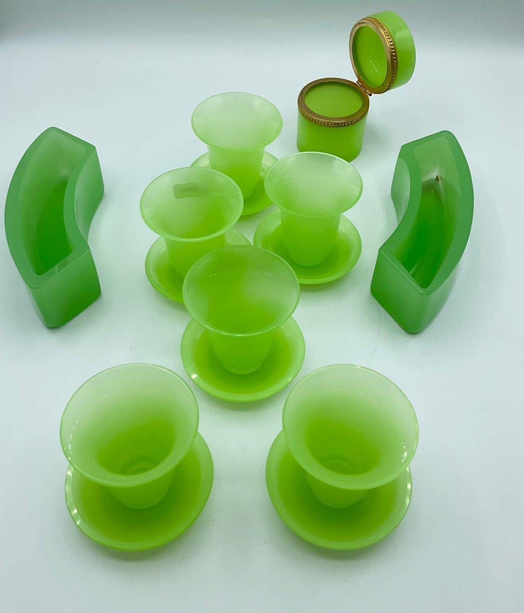 Très Rare Ensemble De Verres Murano Opaline 15 Pièces-photo-1