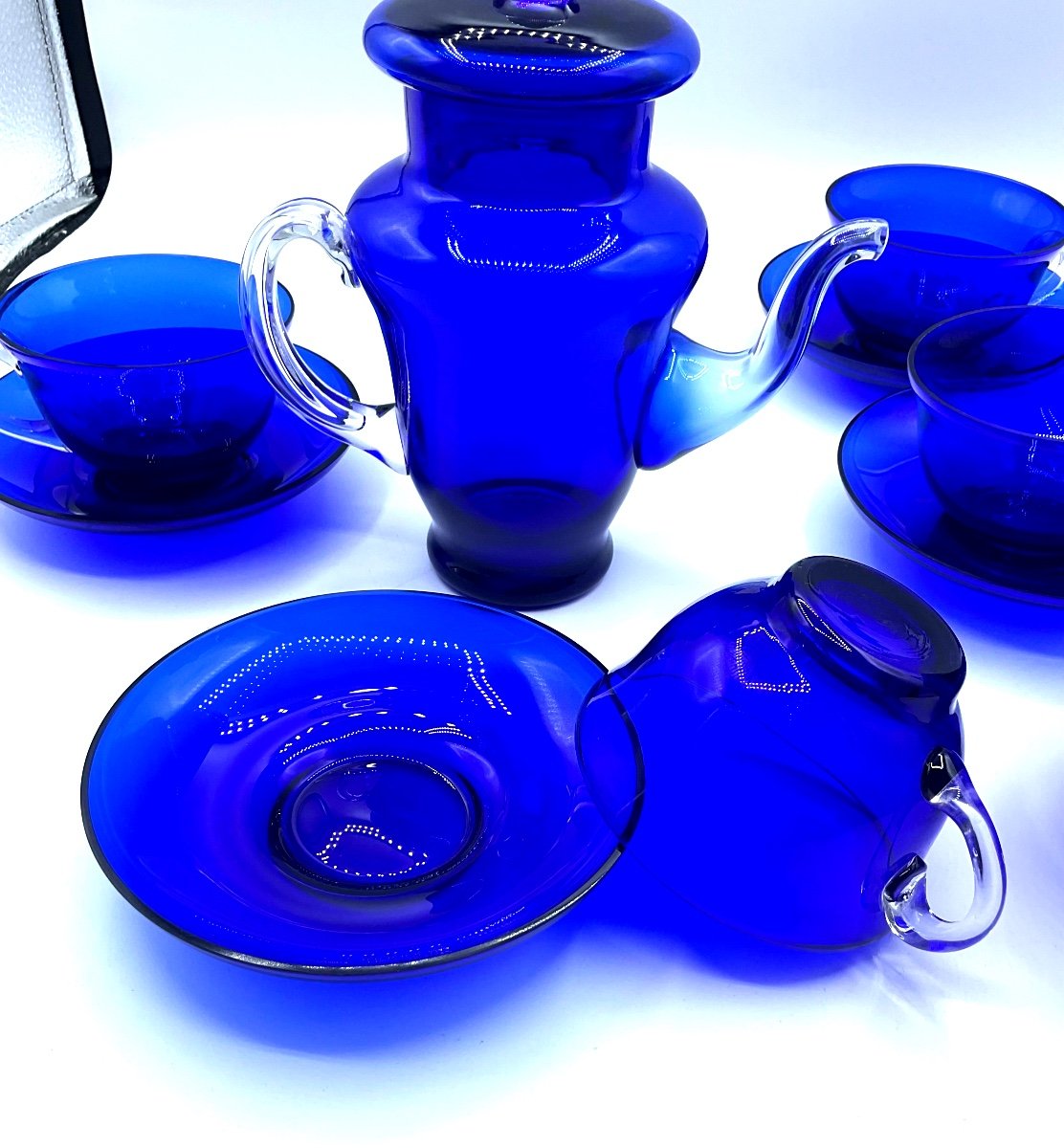 Service à Thé En Verre De Murano Pour 4 Personnes-photo-5