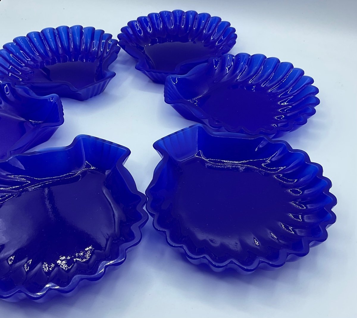 Set Of 12 Murano Glass Shell Dishes ,perfect Condition,bear Original Label-photo-5