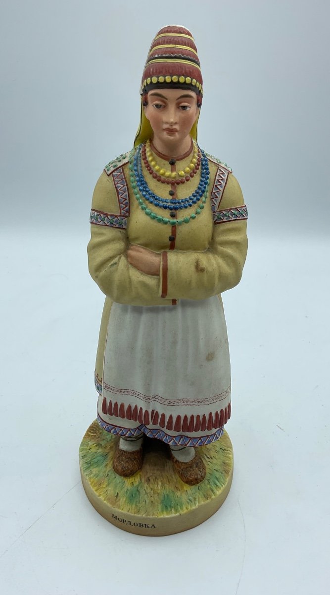 Russian Gardner Biscuit Figure Of Woman From Mordovia,perfect Condition 