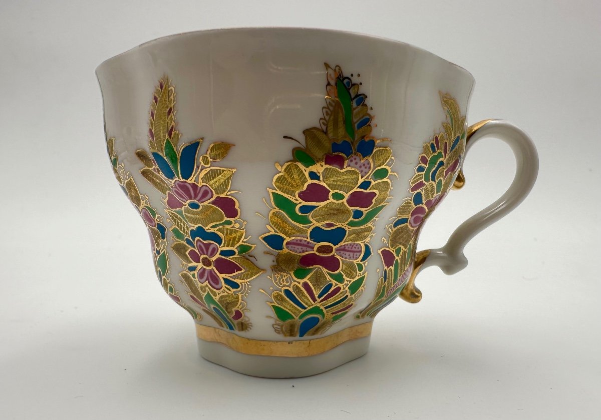 Grande Tasse à Couvercle Avec Soucoupe, Lomonosov, St. Petersbourg, 20ème Siècle, Décoration Fa-photo-3