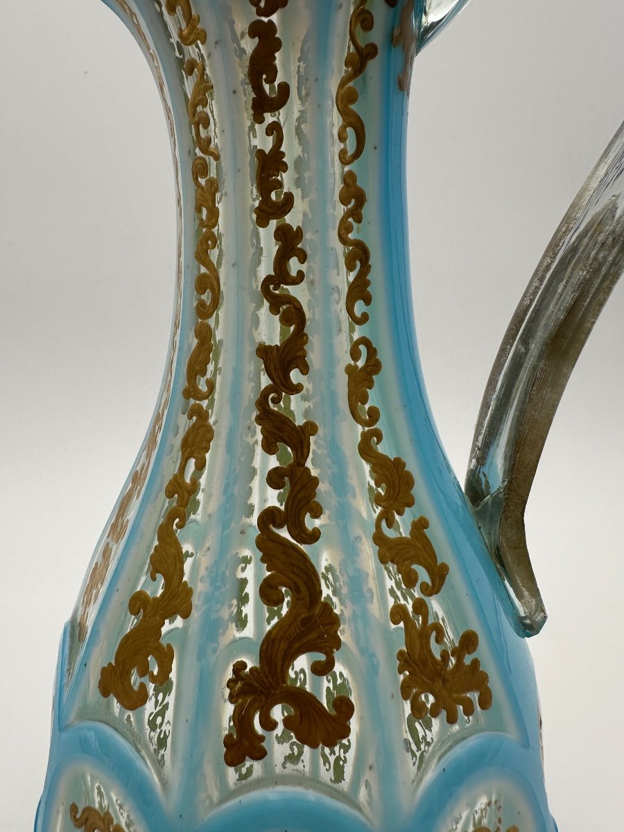 Aiguière En Verre De Bohême Avec Couvercle En Argent, Barfatan Pour Le Marché Oriental-photo-4