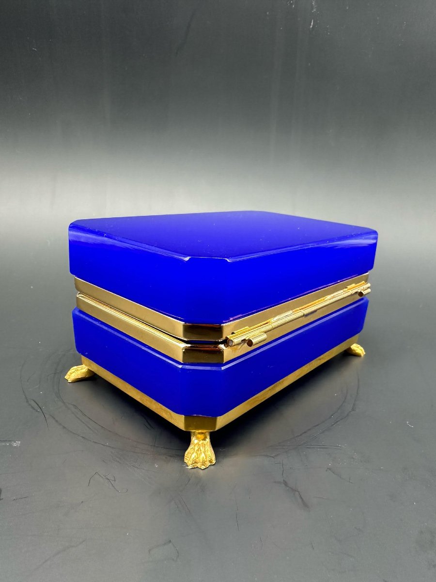 Grand Coffret Ancien En Opaline Française En Lapis-lazuli-photo-3
