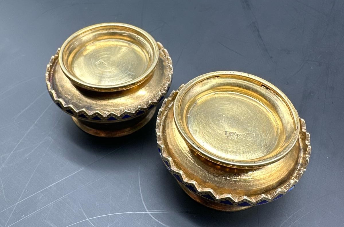 Russian Silver Enamel Salt Cellar,pavel Ovchinnikov -photo-3