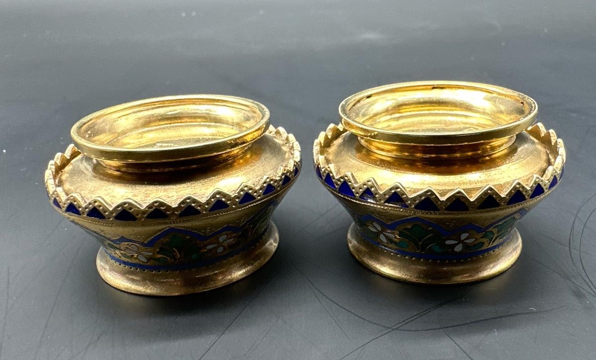 Russian Silver Enamel Salt Cellar,pavel Ovchinnikov -photo-4