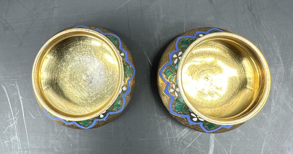 Russian Silver Enamel Salt Cellar,pavel Ovchinnikov -photo-4
