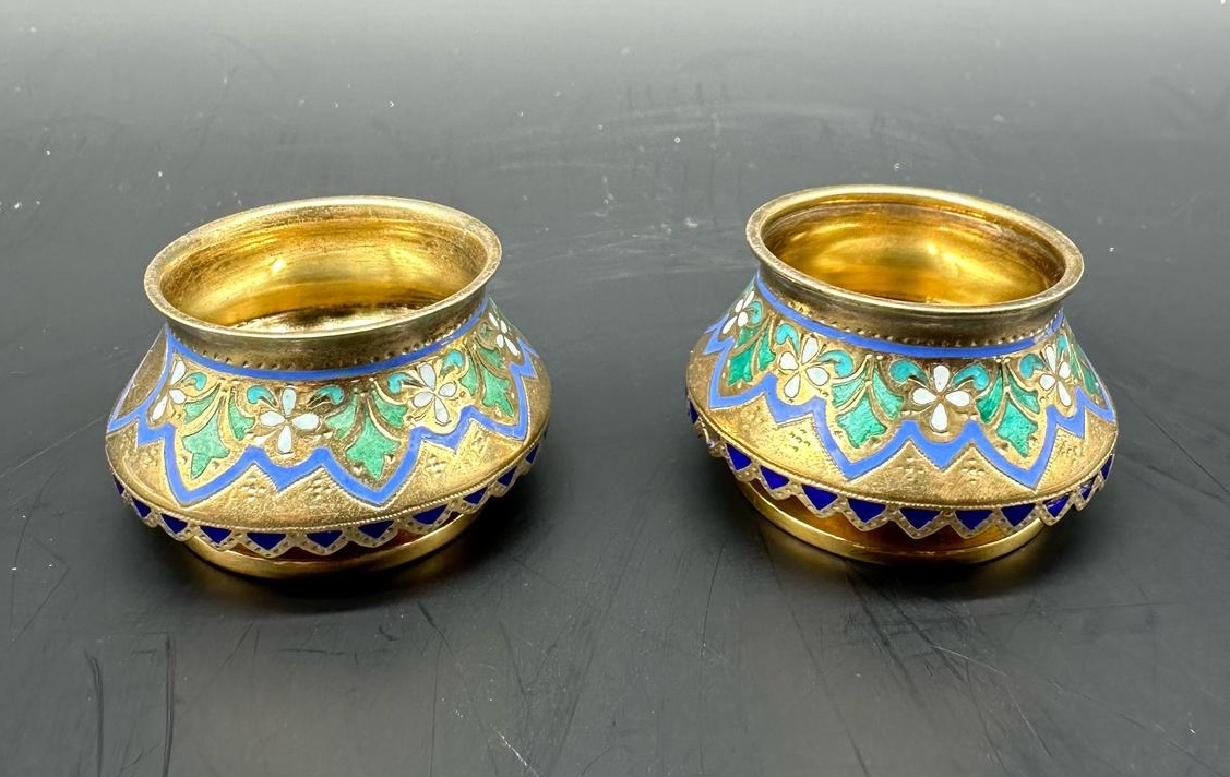 Russian Silver Enamel Salt Cellar,pavel Ovchinnikov 