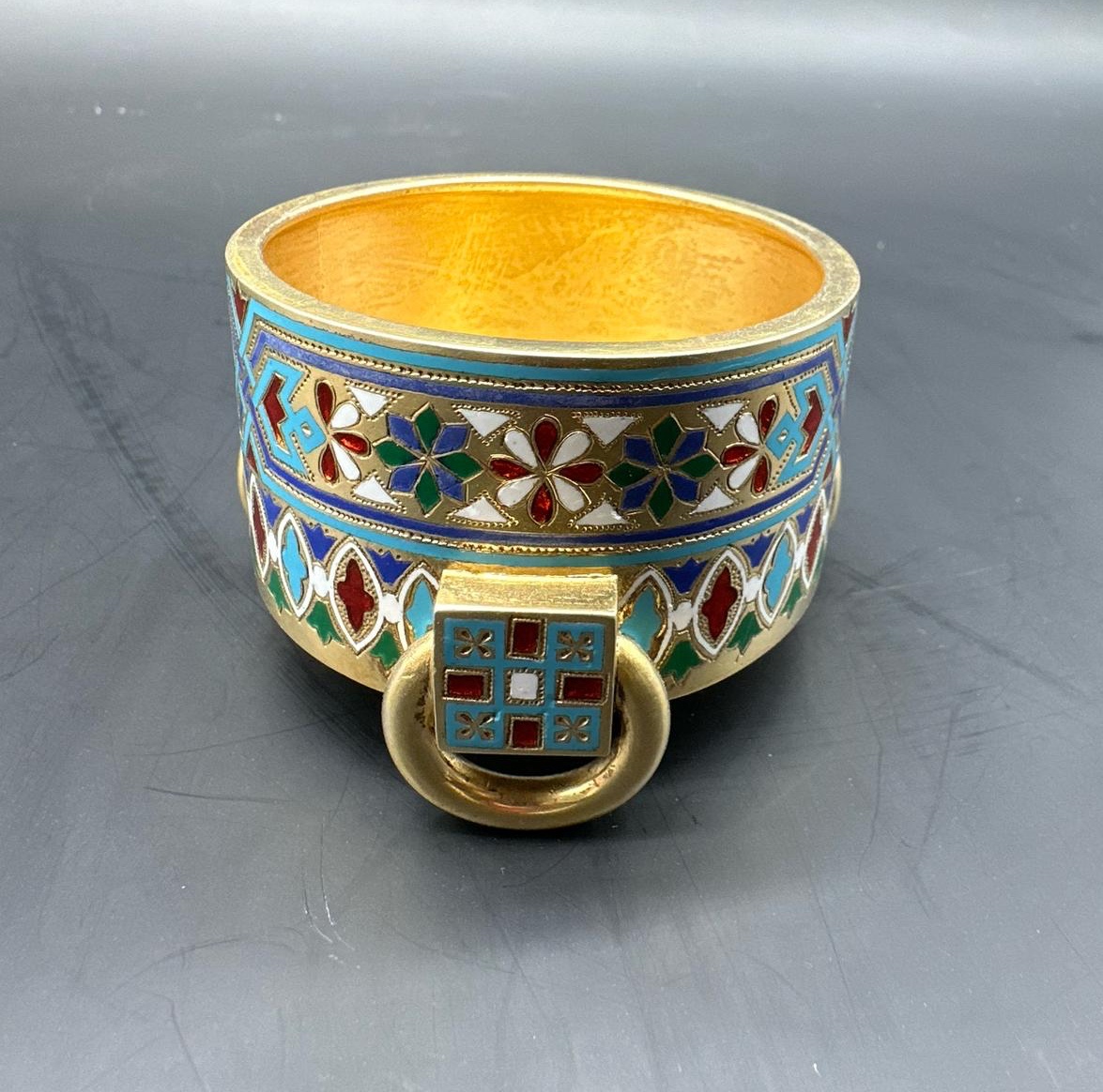 Russian Champlevé Enamel Salt Cellar By Chlebnikov,xlebnikov -photo-5