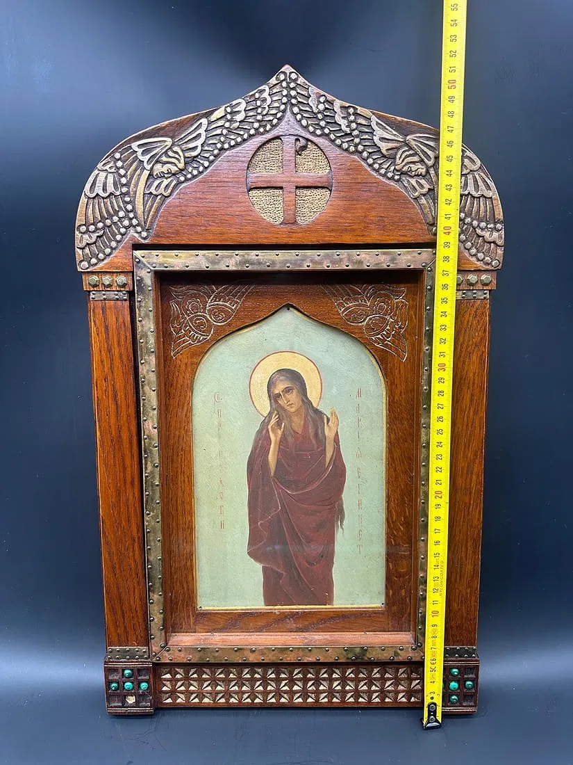 Antique Russian Mary Of Egypt Icon,talashkino School.-photo-2
