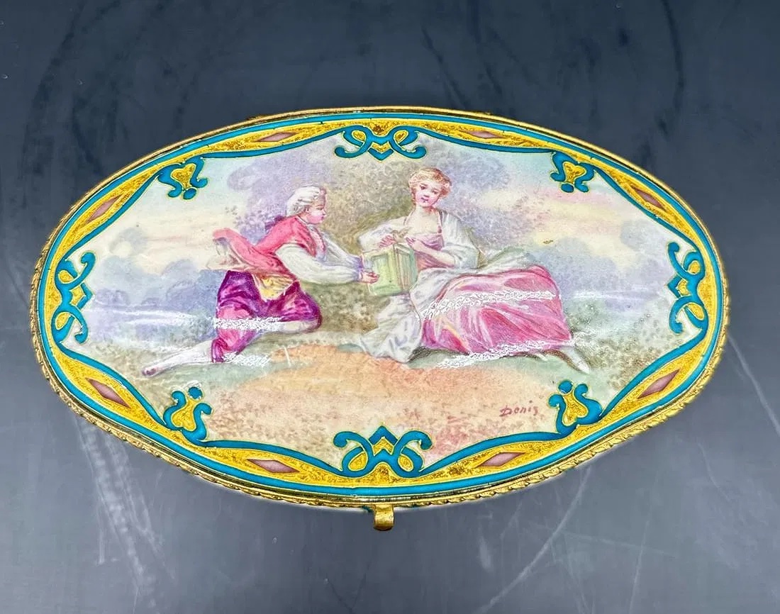 Antique Sevres Casket Box With Court Scene,signed-photo-2