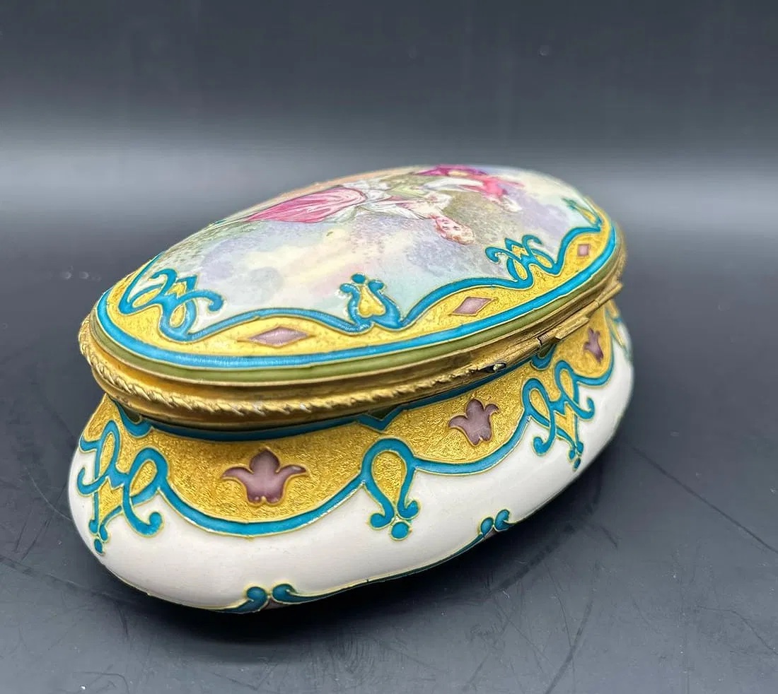 Antique Sevres Casket Box With Court Scene,signed-photo-5