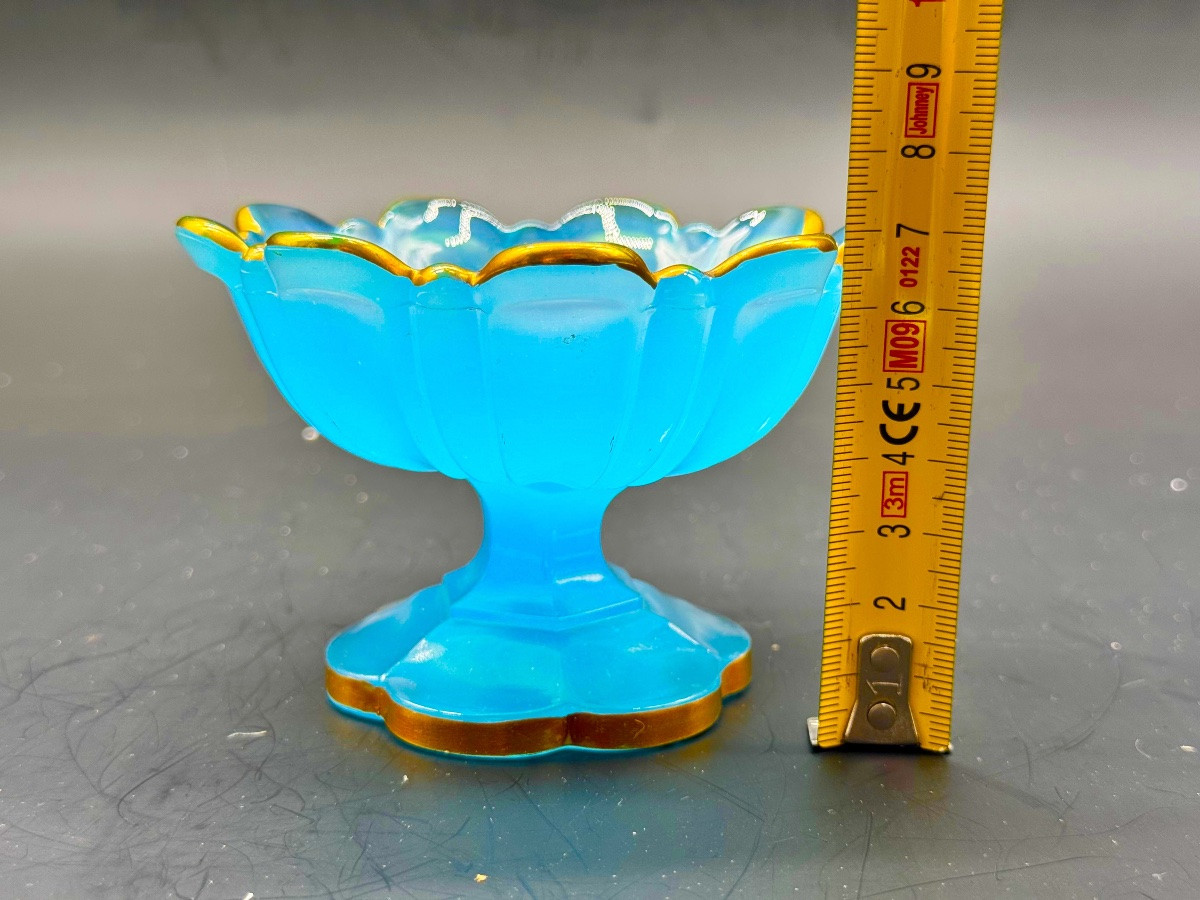 Pale Blue French Opaline Bonbon Dish Tazza -photo-3