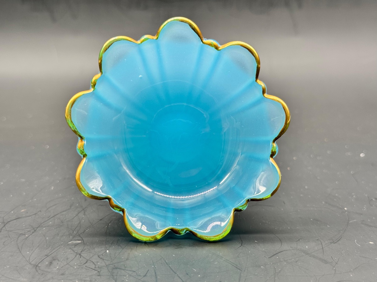 Pale Blue French Opaline Bonbon Dish Tazza -photo-5