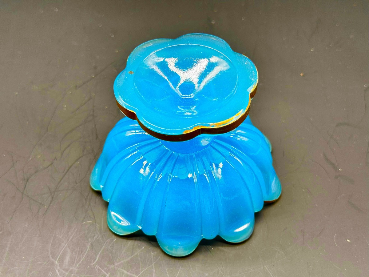 Pale Blue French Opaline Bonbon Dish Tazza -photo-7