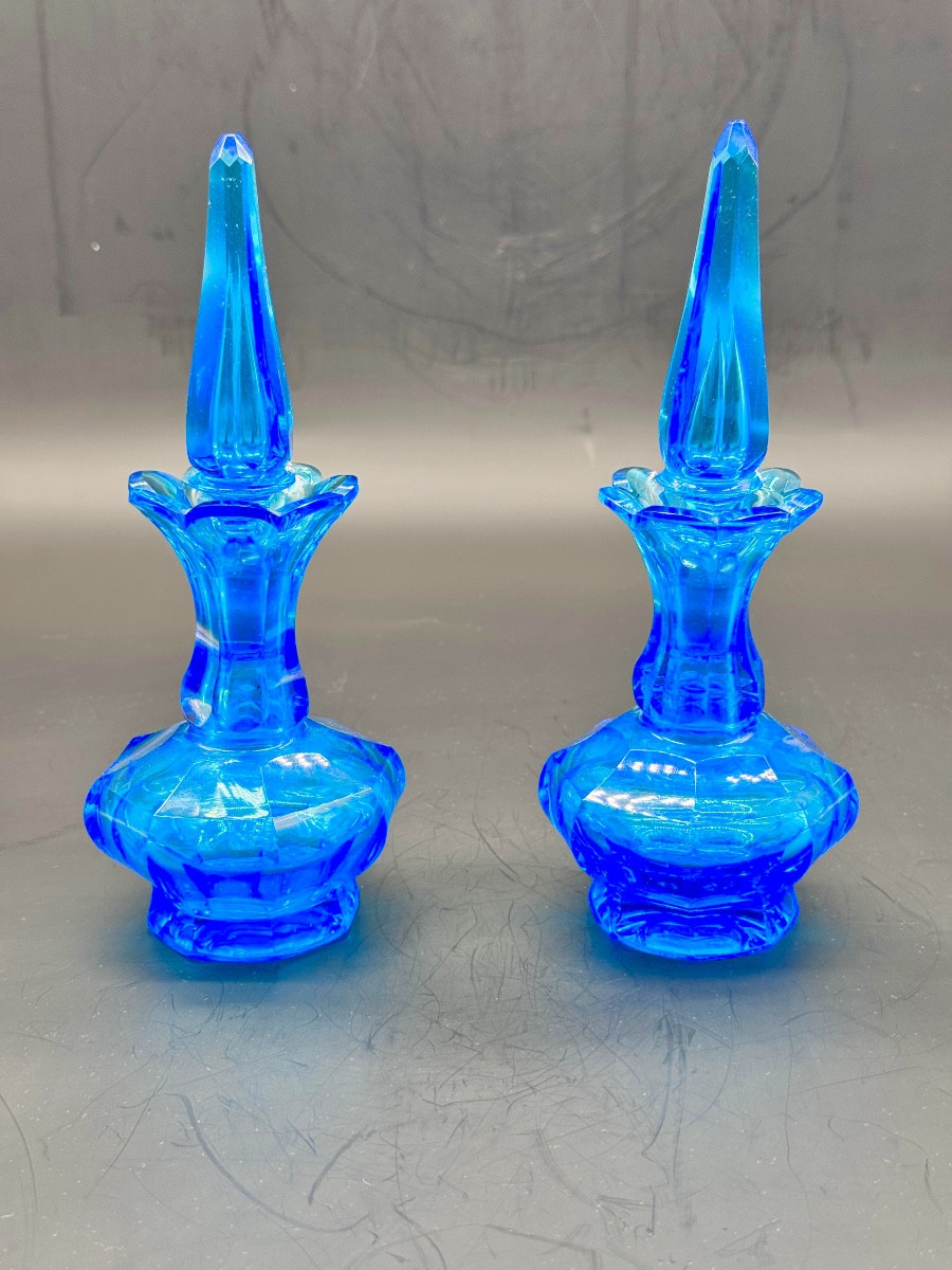 Pair Of Bohemian Glass Perfume Bottles 