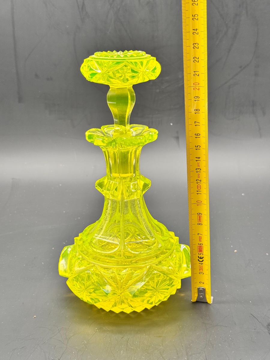 Antique Uranium Baccarat Glass Ever And Charger,perfect Condition -photo-5