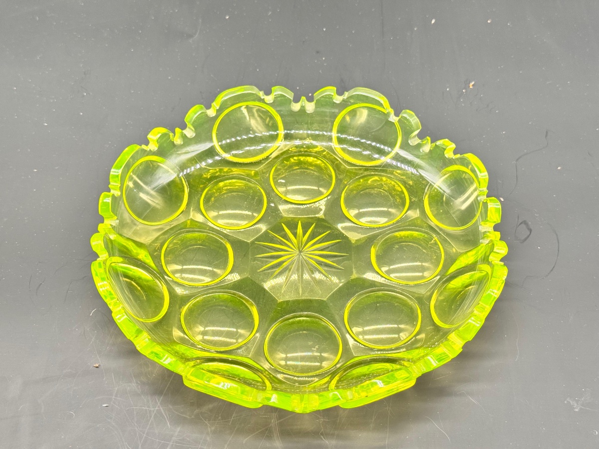 Antique Uranium Baccarat Glass Ever And Charger,perfect Condition -photo-8