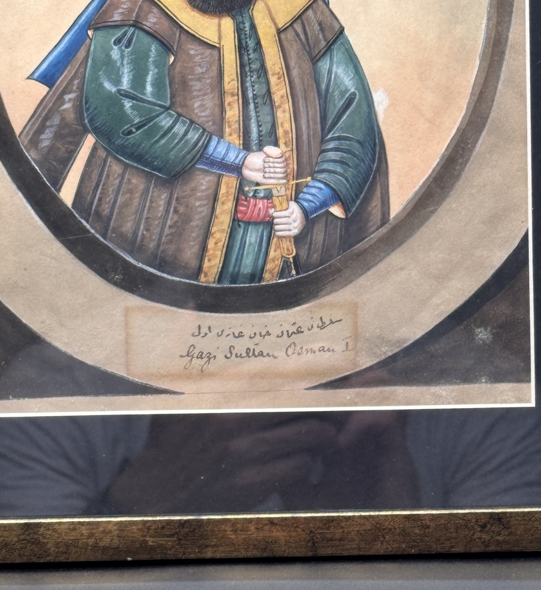 Watercolour On Paper Depicting Ottoman Sultan Osman I,#3 From Collection Of 8 Portraits -photo-4