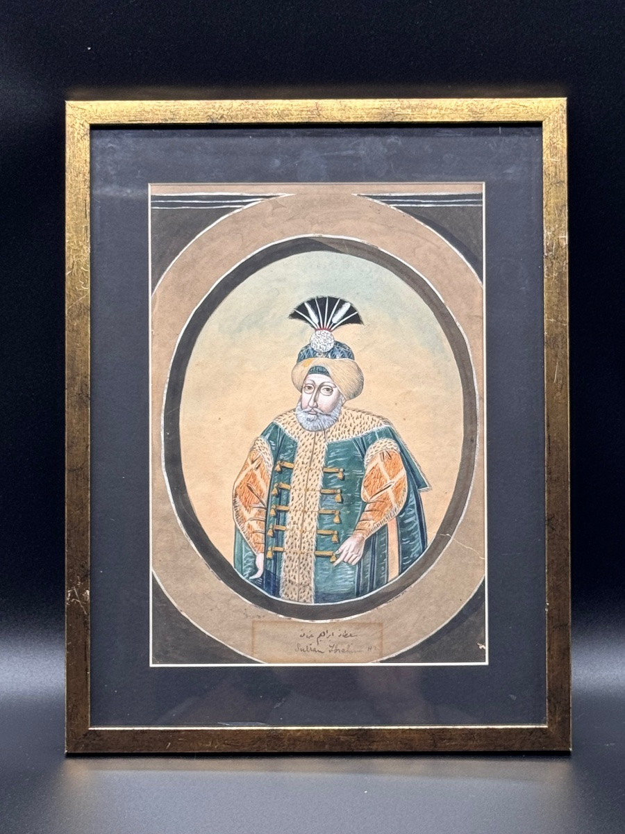 Watercolour On Paper Of Ottoman Sultan Ibrahimi,#4 From Series Of 8-photo-3