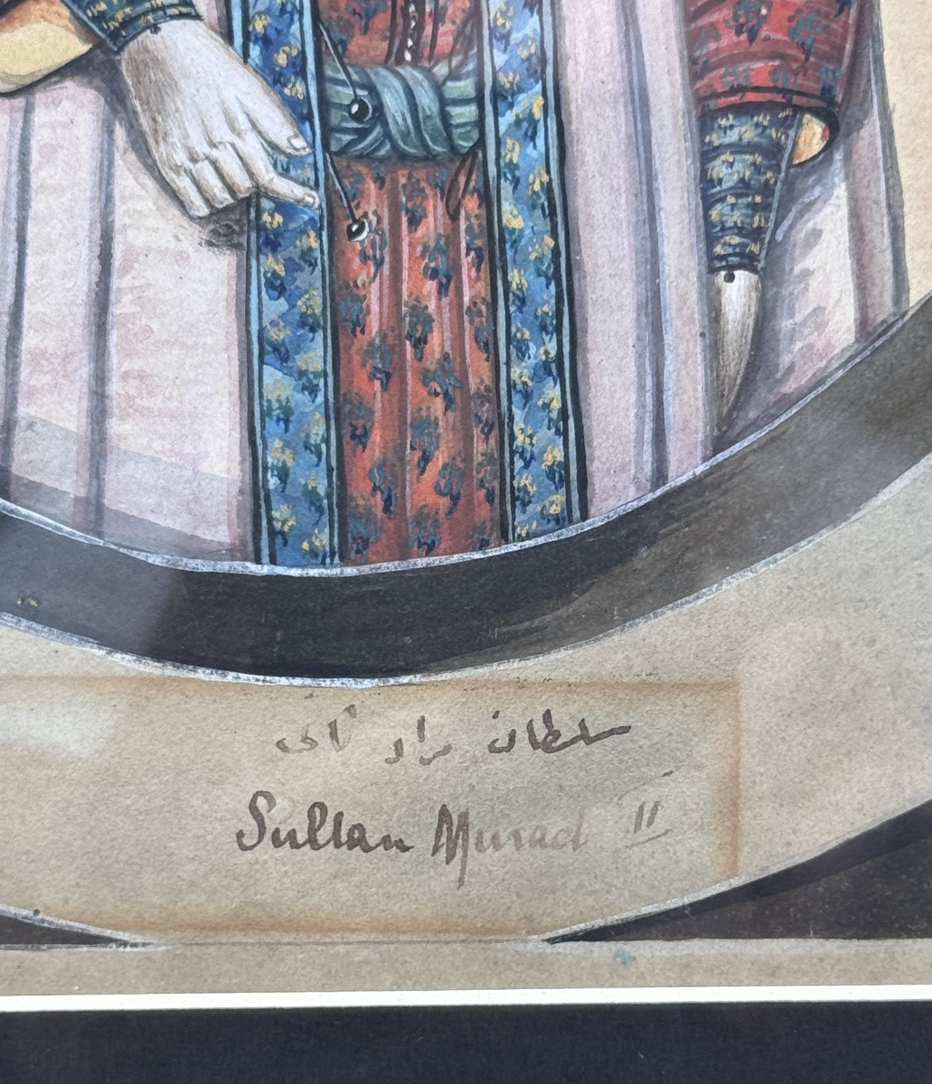 Watercolour Of Ottoman Sultan Muradii,portrait#5 From Series Of 8-photo-2