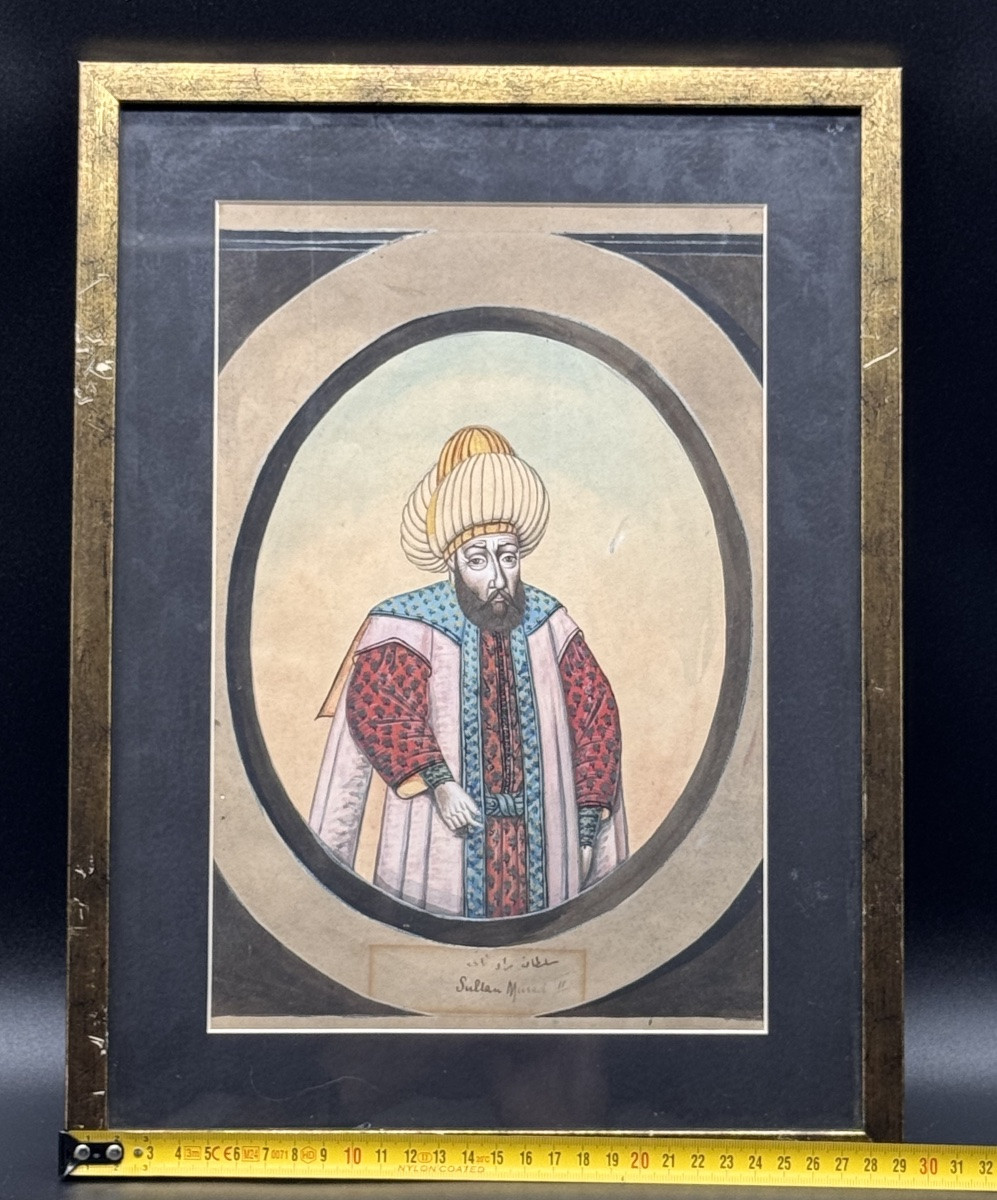 Watercolour Of Ottoman Sultan Muradii,portrait#5 From Series Of 8-photo-3