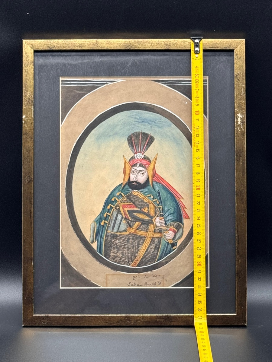 Watercolour On Paper Depicting Ottoman Sultan Muradiv-photo-2