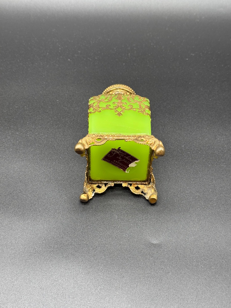 Large French Opaline Uranium Perfume Bottle,palais Royal-photo-4