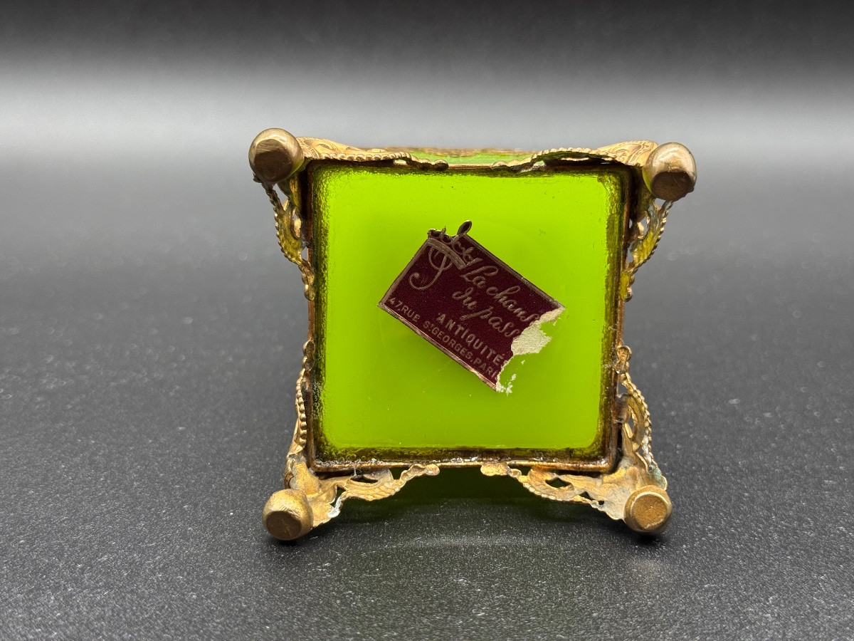 Large French Opaline Uranium Perfume Bottle,palais Royal-photo-6