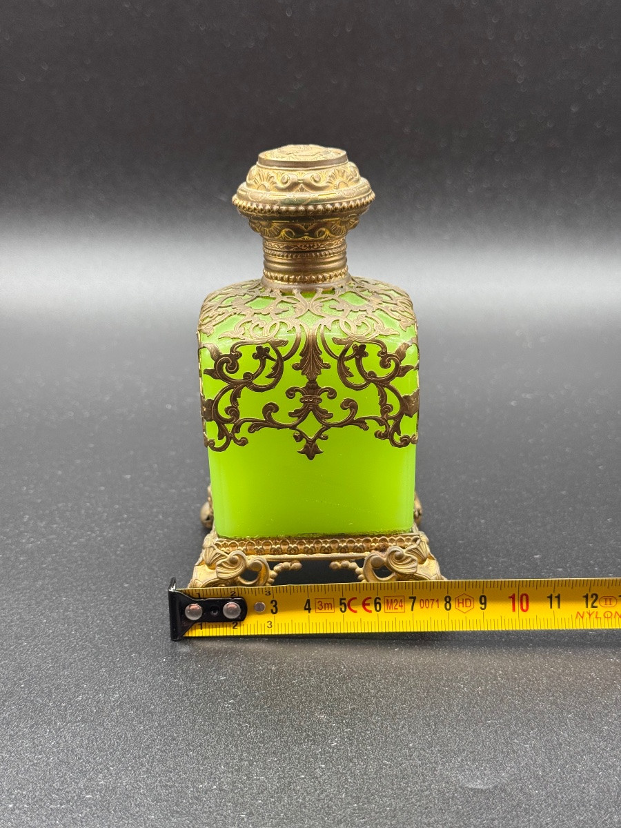 Large French Opaline Uranium Perfume Bottle,palais Royal-photo-7