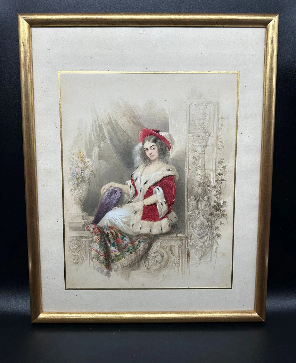 Russian Watercolour Portrait ,vladimir Ivanovich Gau (dit Woldemar Hau) (1816-1895)