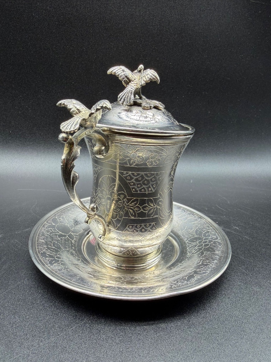 Ottoman Silver Covered Cup And Saucer,sahlep,xixcentury Ottoman Market -photo-4