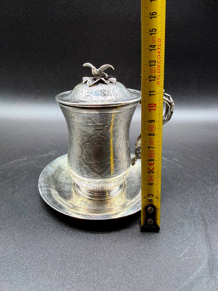 Ottoman Silver Covered Cup And Saucer,sahlep,xixcentury Ottoman Market -photo-1