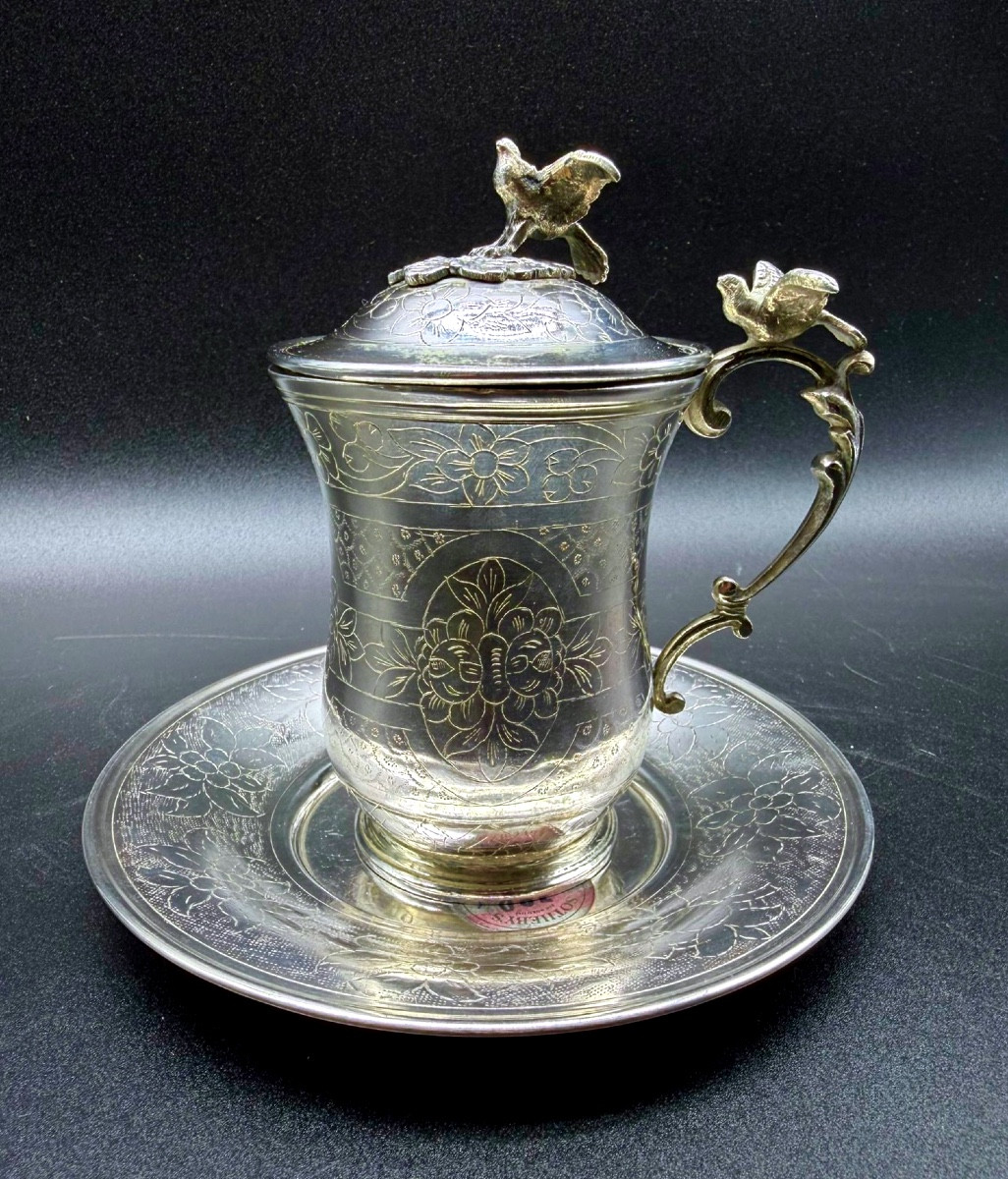 Ottoman Silver Covered Cup And Saucer,sahlep,xixcentury Ottoman Market 