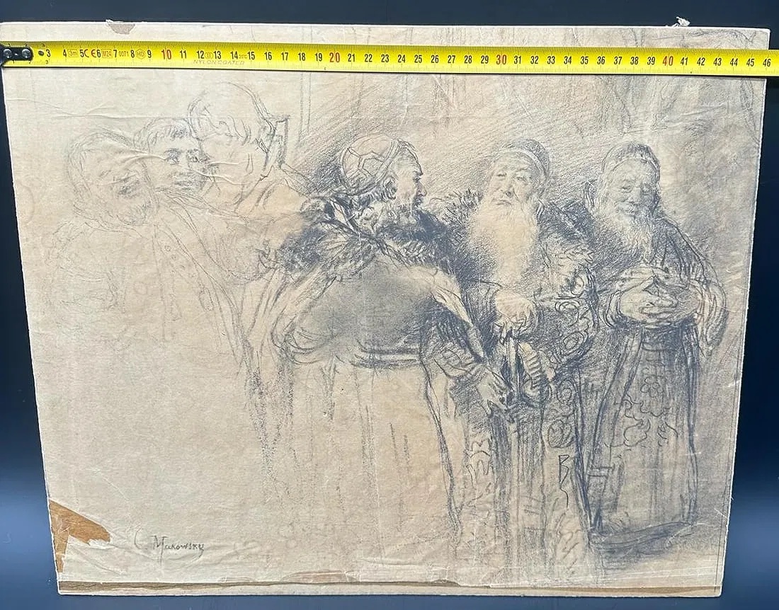 Makovsky Boyars,sketch,pencil On Paper -photo-1