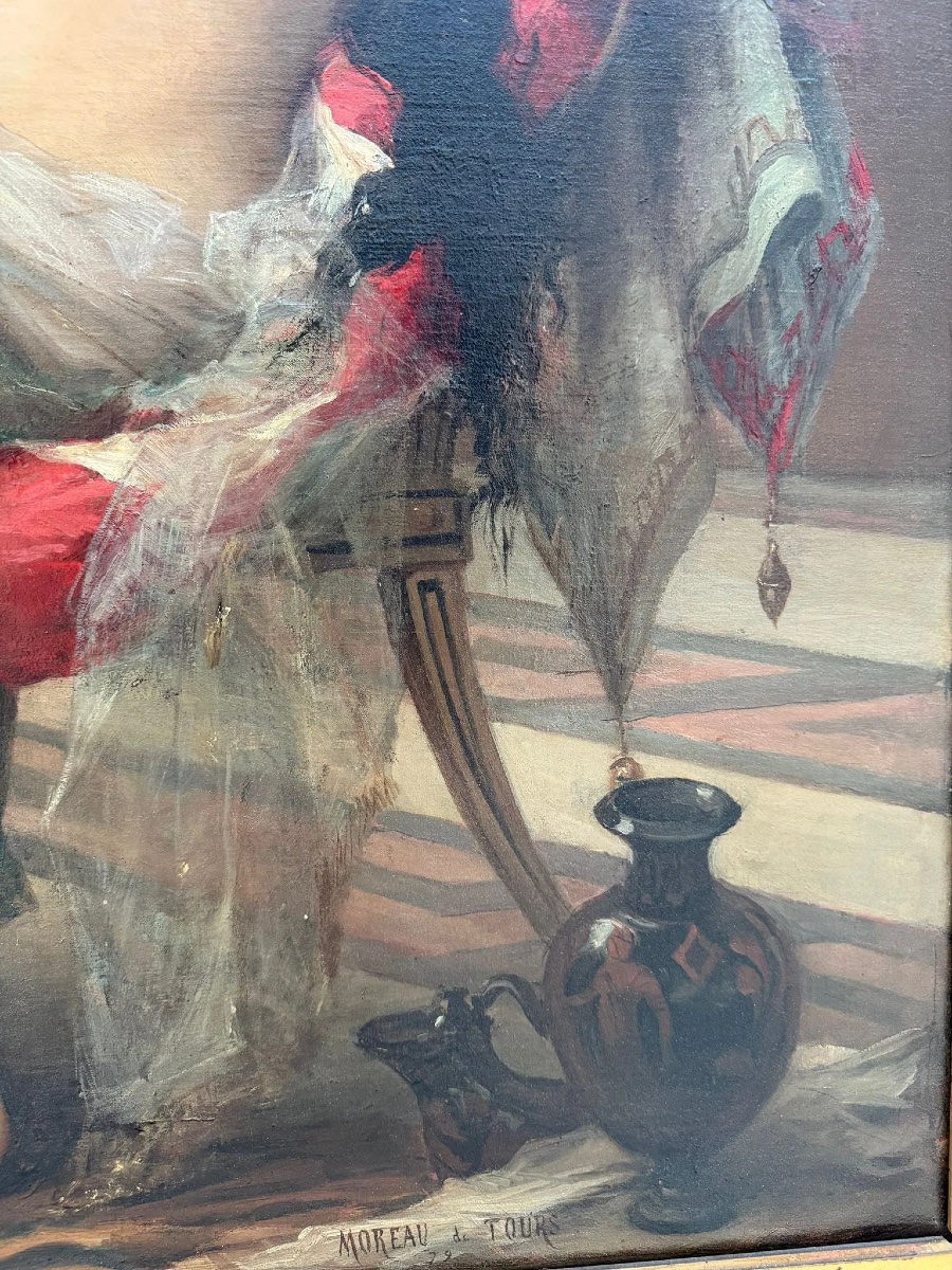 Georges Moreau De Tours Painting Oil On Canvas ,portrait Of The Odalisque-photo-6