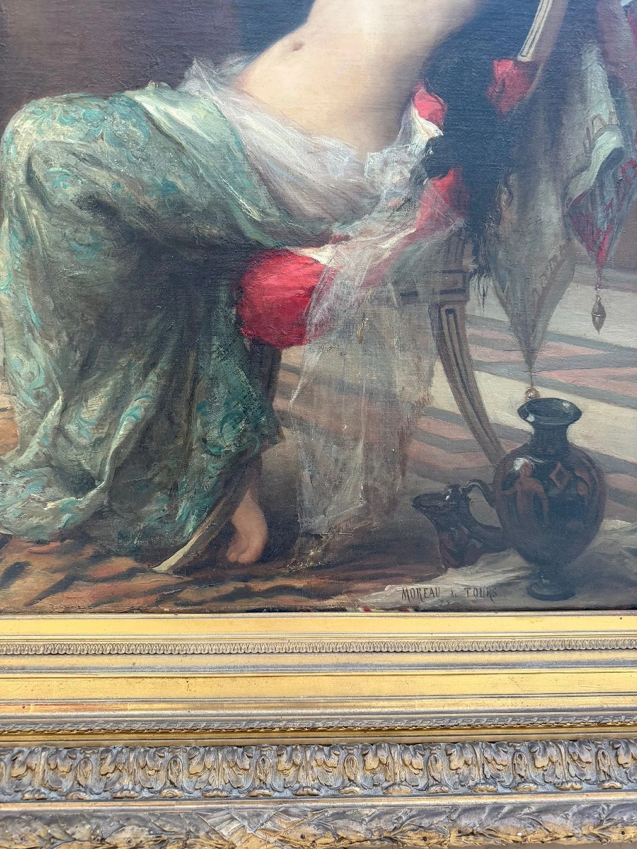 Georges Moreau De Tours Painting Oil On Canvas ,portrait Of The Odalisque-photo-8