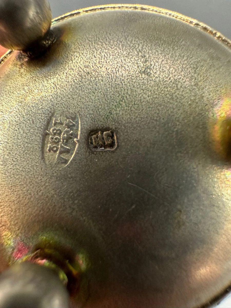 Antique Russian Silver Enamel Salt Cellat-photo-3