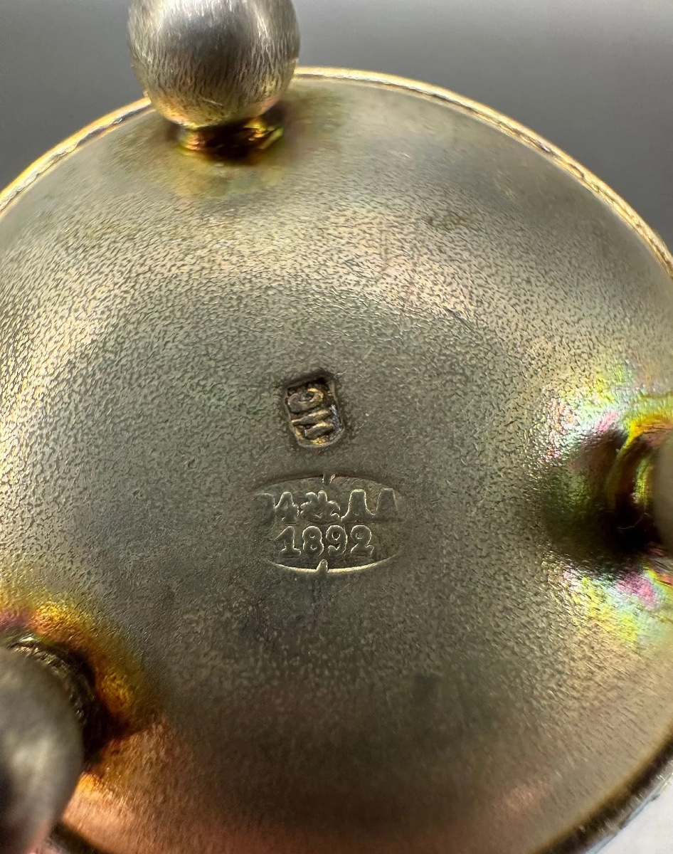 Antique Russian Silver Enamel Salt Cellat-photo-4