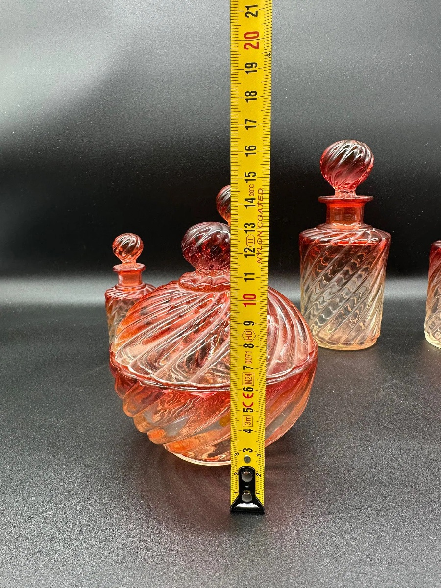 Signed Baccarat Crystal And Bamboo Toilet Bathroom Set, Set Of 6-photo-1