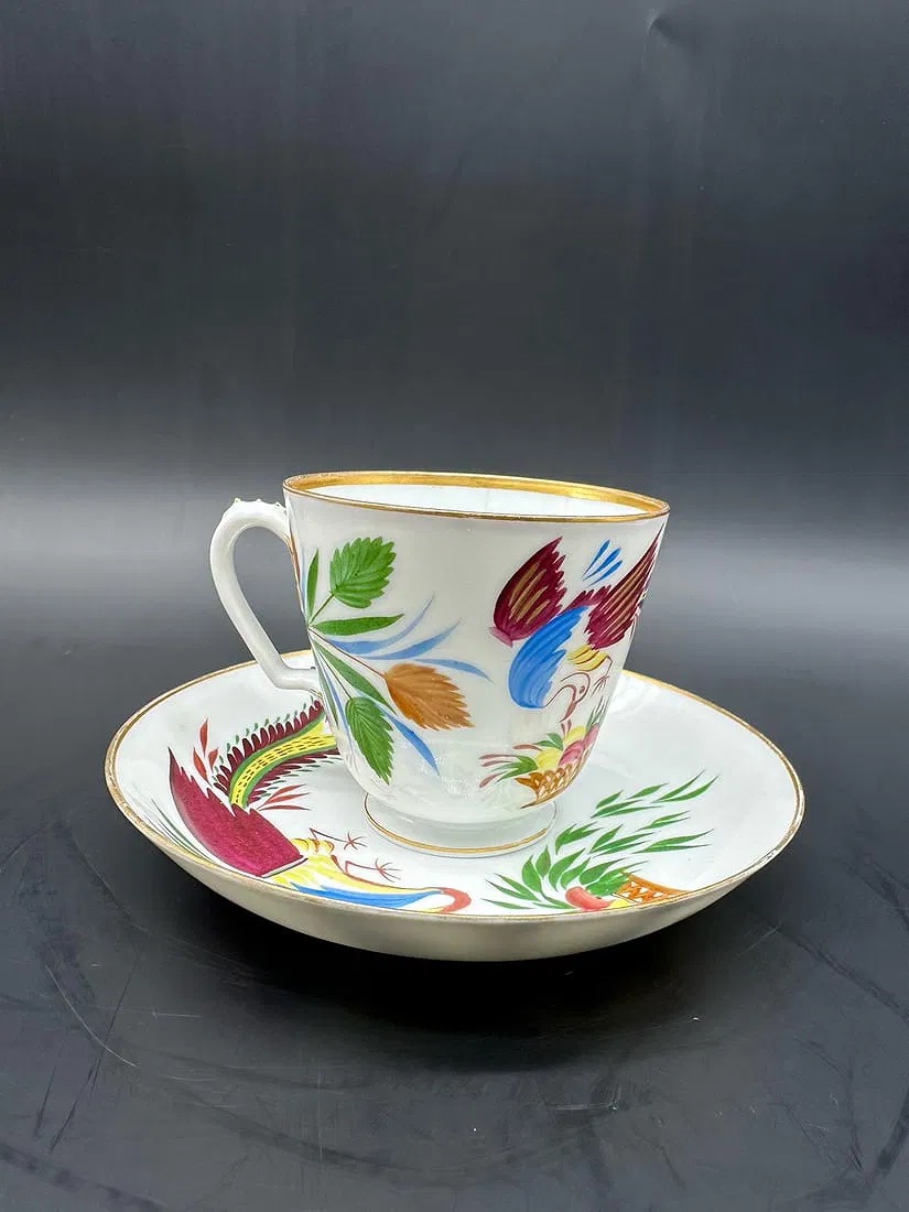 Russian Propaganda Porcelain Cup And Saucer Chekhonin, Dated,marked Aiii And Hammer And Sickle-photo-3