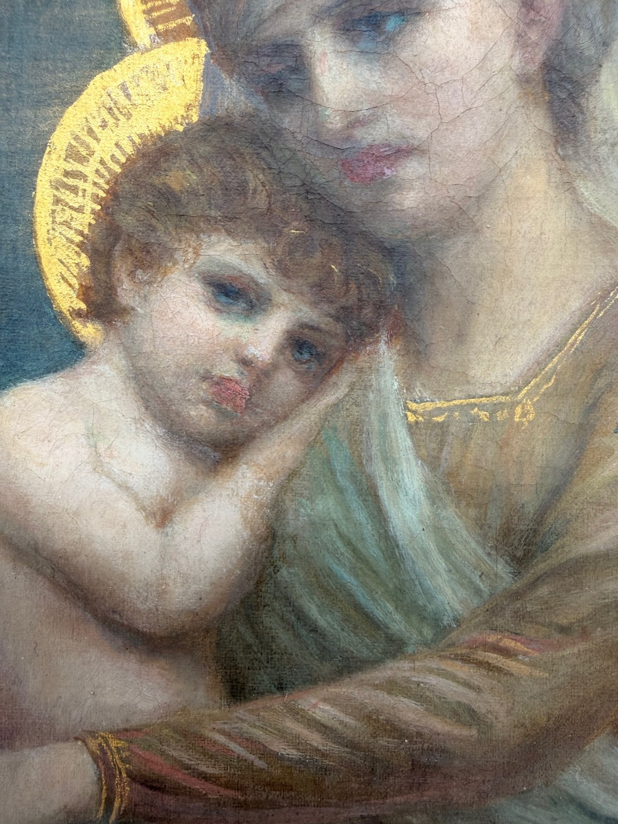 Napoléon Parisiani Huile sur toile, 1909. Vierge à l'Enfant-photo-5