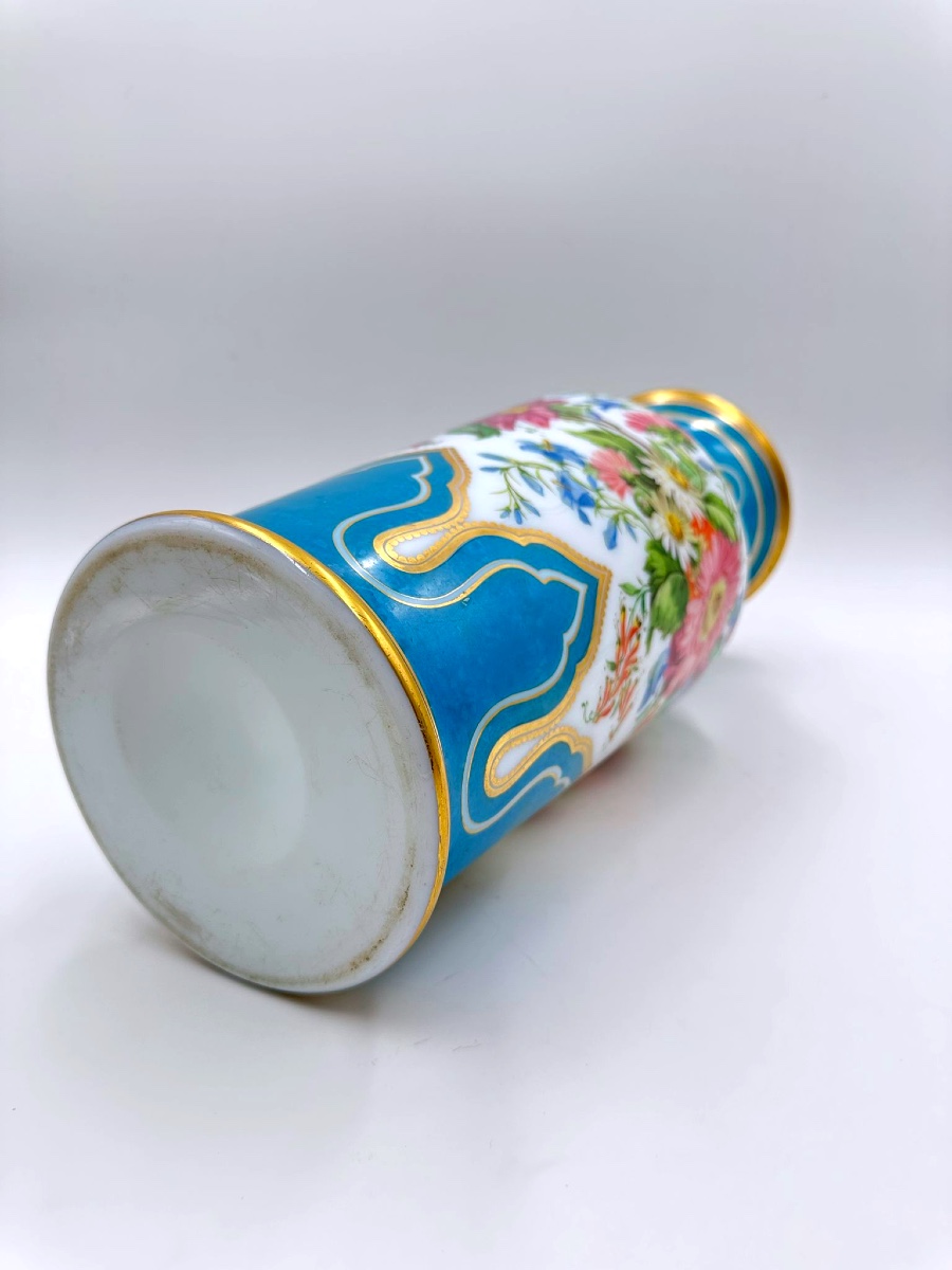 19century French Opaline Glass Vase Hand Painted By Jean Francois Robert-photo-4