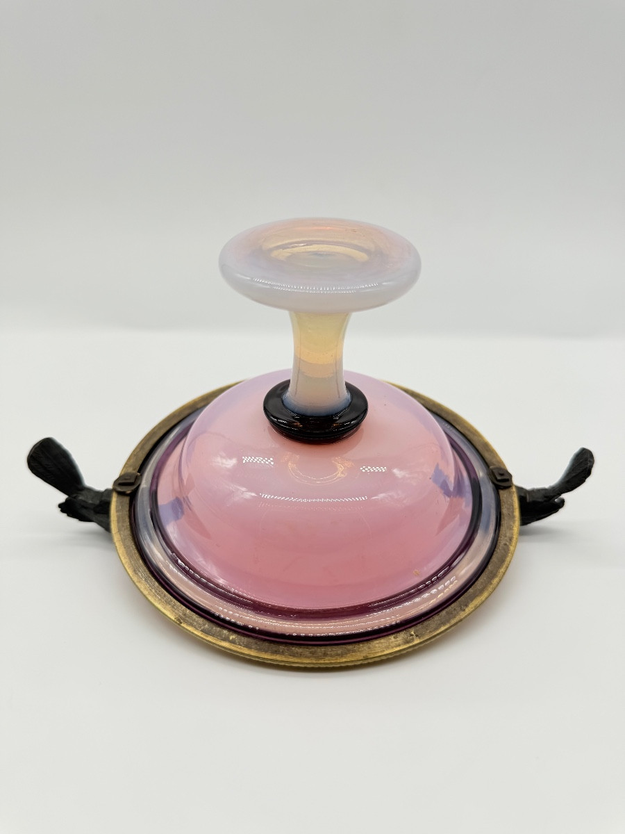 French Opaline Pigeon Gorge Tazza With Bronze Figures Of The Birds,charles X-photo-4